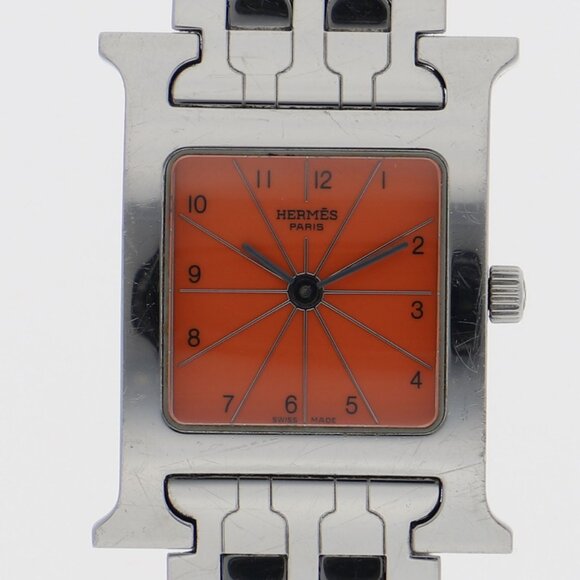 HERMES HH1.210 H watch Orange SS QZ - Picture 1 of 9